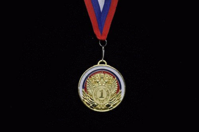 Медаль КМ11 " Герб и лавров. венок" Золото с лентой, 69 мм