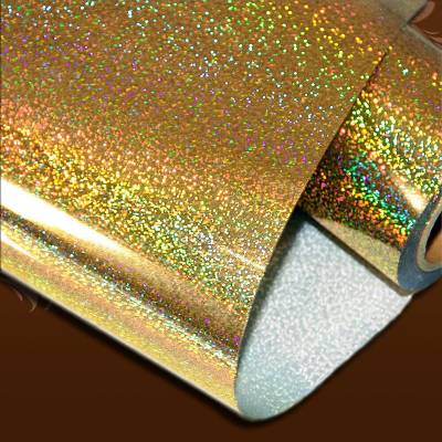 Термотрансферная пленка FLEX PU - Золото голограмма (50см х 1м) GL02 с липким слоем