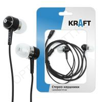 Наушники MP3 вакуумные Kraft KR-100 (для iOS/Android) Bass (цвет чёрный, разъём Mini-Jack 3.5 мм) 
